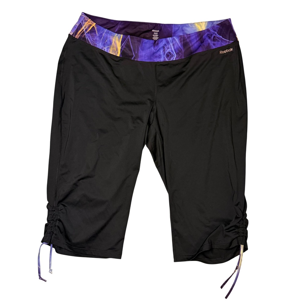 Reebok Womens Black Athletic‎ Capri Leggings Drawstring Waist Size 22/24